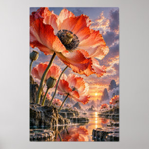 Affiche Fleurs d'Oranger au coucher du soleil dans une val