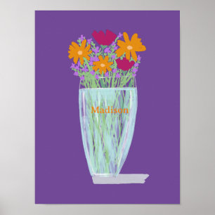 Affiche Fleurs douces et jolies +Nom personnalisé