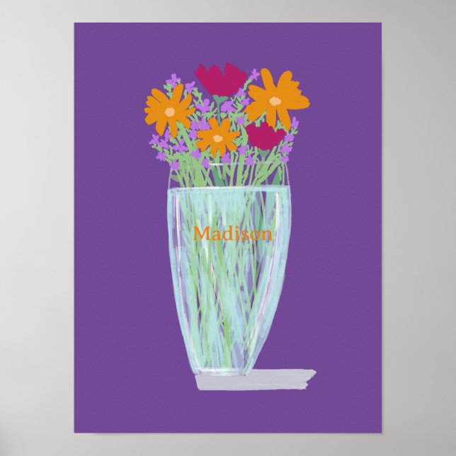 Affiche Fleurs douces et jolies +Nom personnalisé (Devant)