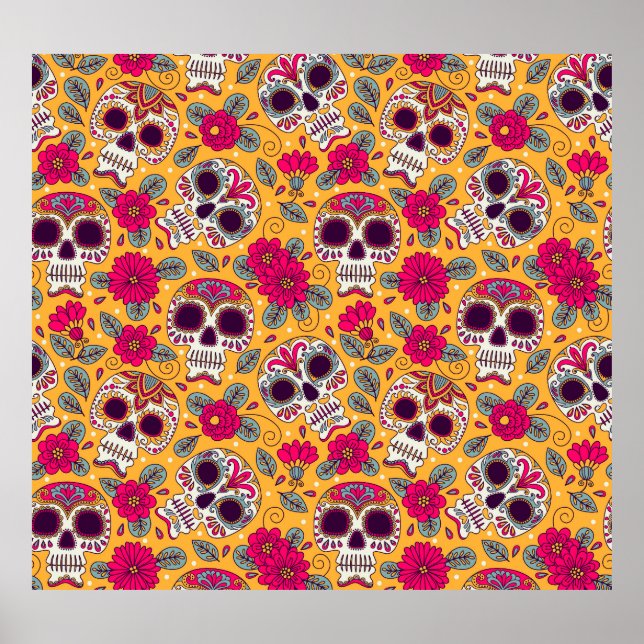 Affiche Fleurs du crâne : Arrière - plan de la fête mexica (Devant)