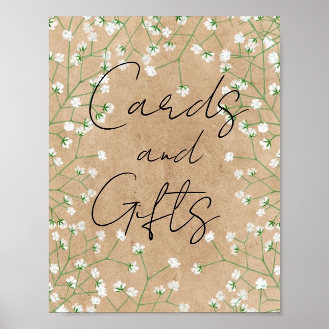 Affiche Fleurs du souffle du bébé Élégant Mariage rustique (Devant)
