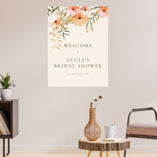 Affiche Fleurs élégantes d'automne dorées pour la bienvenu (Salon 3)