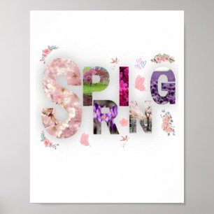Affiche Fleurs Élégantes de Printemps Typographie Florale 