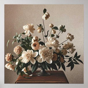 Affiche Fleurs élégantes vintage délicates et douces