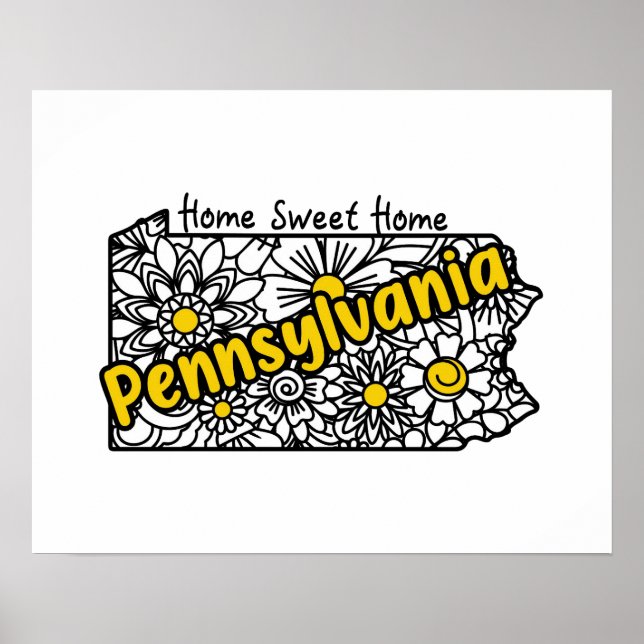 Affiche Fleurs en silhouette de Pennsylvanie Doodle (Devant)