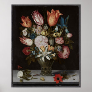 Affiche Fleurs en verre, 1606 Ambrosius Bosschaert Oil