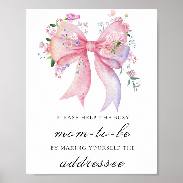 Affiche fleurs enrubannées - Aidez la future maman occupée (Devant)