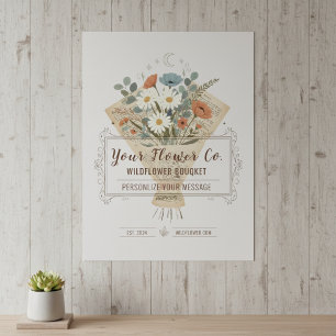 Affiche Fleurs enveloppées dans du papier à l'aspect roman
