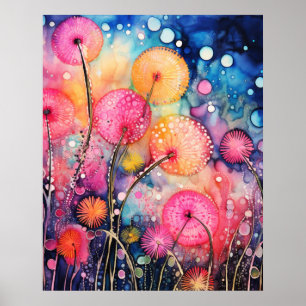Affiche Fleurs et bulles