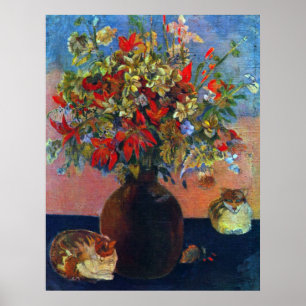 Affiche Fleurs et Chats de Paul Gauguin, Beaux-Arts Ancien