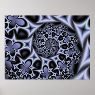 Affiche Fleurs et Diamants Monochrome