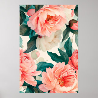 Affiche Fleurs et Feuilles aquarelles