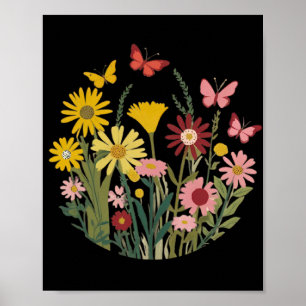 Affiche Fleurs et papillons