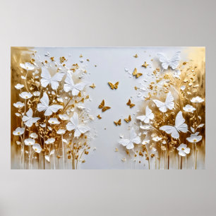 Affiche Fleurs et papillons paradisiaques #3