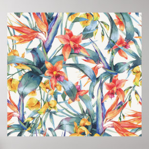 Affiche Fleurs Feuilles tropicales Vintages Botaniques