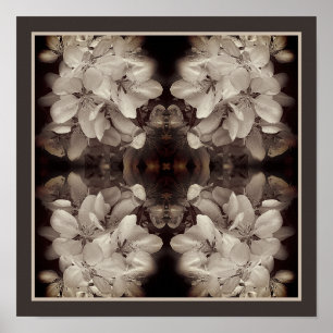 Affiche Fleurs Fleurs Noir et Blanc Abstrait Vintage