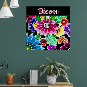 Affiche Fleurs Florales Personnalisées d'Art Populaire Fan