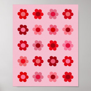 Affiche Fleurs Florales Rose Et Rouge