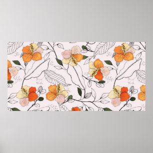 Affiche Fleurs florissantes. Flux continu isolé réaliste