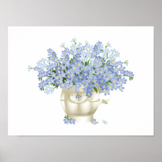Affiche Fleurs florissantes violettes dans un vase de coul
