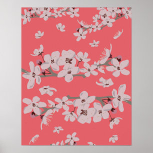 Affiche Fleurs flottantes de fleurs de cerisiers