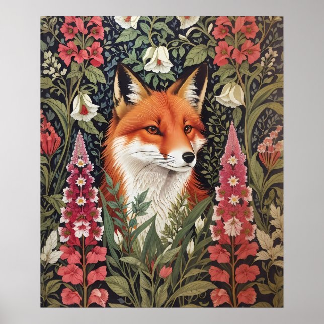 Affiche Fleurs Fox et Foxglove William Morris Inspiré (Devant)