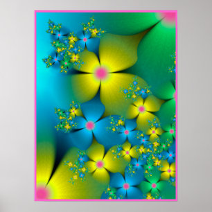 Affiche Fleurs fractales printanières