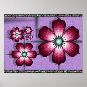 Affiche Fleurs fractales violettes