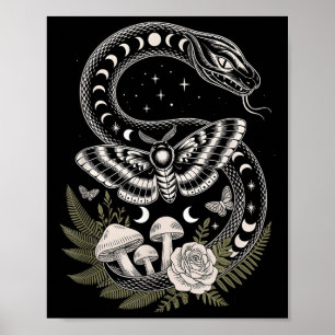 Affiche Fleurs Goblincore Moth Butterfly Monophases Cotta