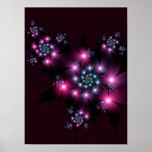 Affiche Fleurs gothiques roses violettes
