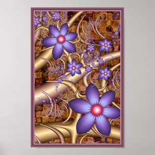 Affiche Fleurs grimpantes violettes