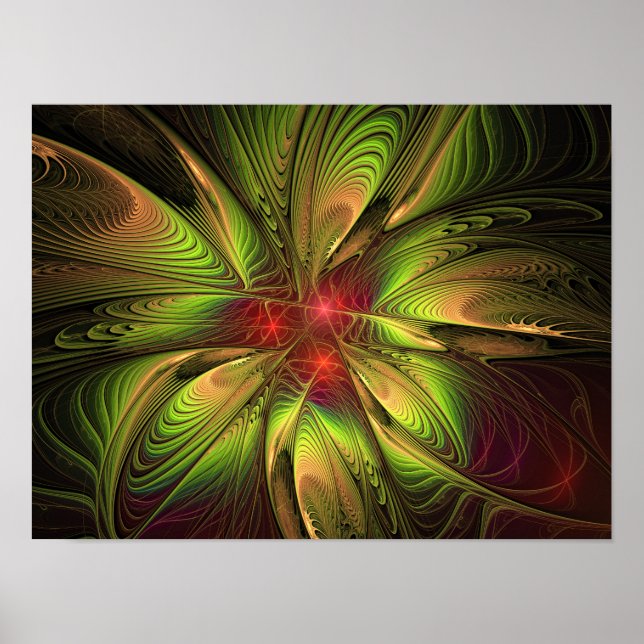 Affiche Fleurs imaginaires fractales douces et tendres (Devant)