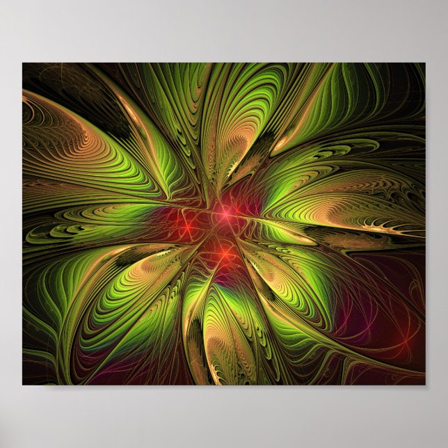 Affiche Fleurs imaginaires fractales douces et tendres (Devant)