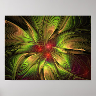 Affiche Fleurs imaginaires fractales douces et tendres