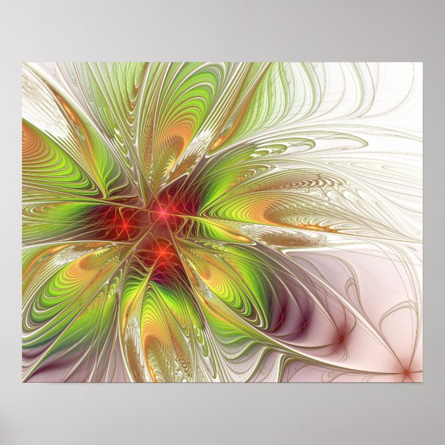 Affiche Fleurs imaginaires fractales douces et tendres (Devant)