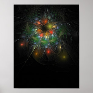 Affiche Fleurs imaginaires fractales douces et tendres