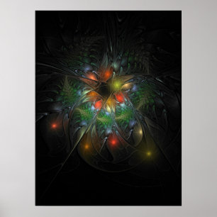 Affiche Fleurs imaginaires fractales douces et tendres