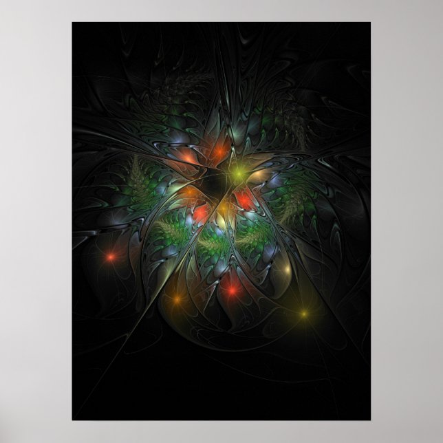 Affiche Fleurs imaginaires fractales douces et tendres (Devant)