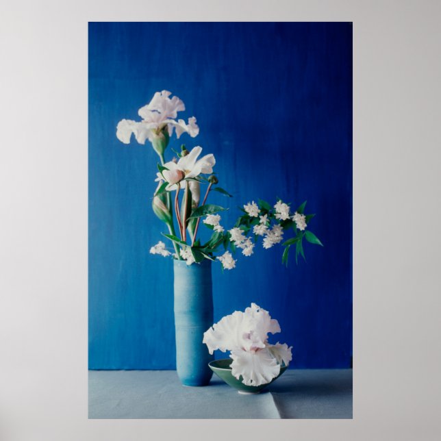 Affiche Fleurs | Iris blancs dans le Vase (Devant)