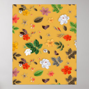 Affiche Fleurs jaunes et roses blanches 20