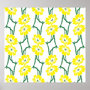 Affiche Fleurs Jaunes : Motif sans couture illustré