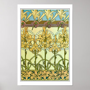 Affiche Fleurs Lily de style Art Nouveau, Mucha