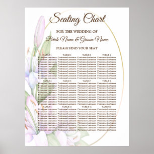 Affiche Fleurs Lily rose de fête Cadre doré Belle