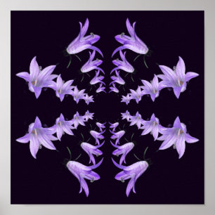 Affiche Fleurs Lily violettes miroir Art Abstrait