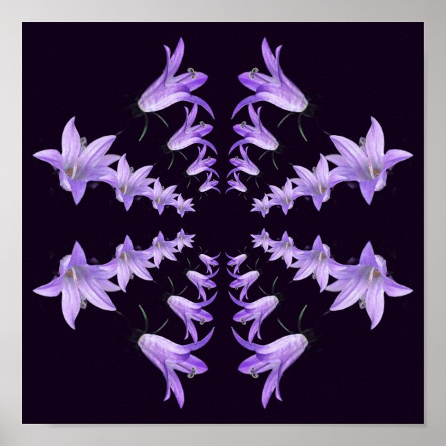 Affiche Fleurs Lily violettes miroir Art Abstrait (Devant)