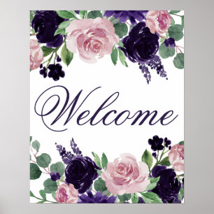 Affiche Fleurs luxuriantes   Accueil rose violet et rose