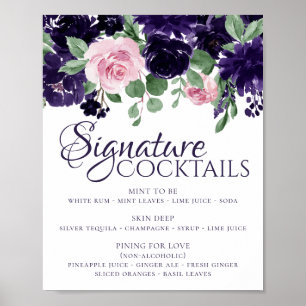 Affiche Fleurs Luxuriantes Boissons Signature Violettes