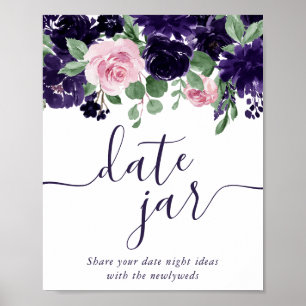 Affiche Fleurs luxuriantes Jar de date de roses violette