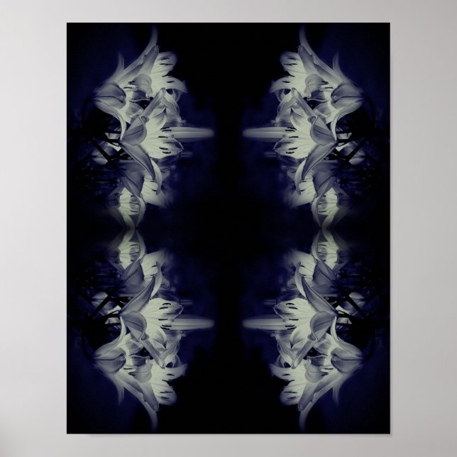 Affiche Fleurs Lys En Noir Et Blanc Abstrait (Devant)