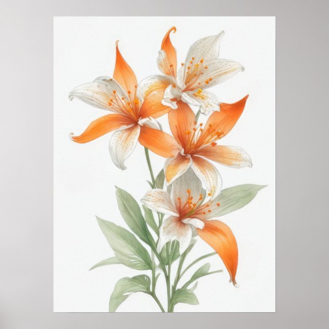 Affiche Fleurs Lys orange (Devant)
